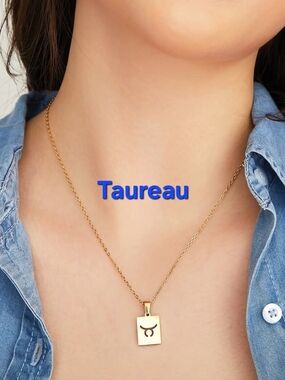 Stainless Steel Gold Taurus Pendant Necklace -
